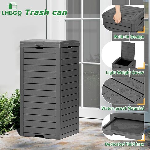 Outdoor Trash Can, 31 Gallon Garbage Can with Tiered Lid and Drip Tray, Waterproof Resin Patio Waste Bin for Garden, Backyard, Deck in Saudi Arabia