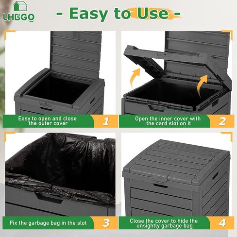 Outdoor Trash Can, 31 Gallon Garbage Can with Tiered Lid and Drip Tray, Waterproof Resin Patio Waste Bin for Garden, Backyard, Deck in Saudi Arabia