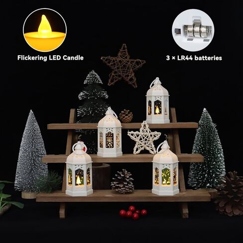 LLQ 5 "الفوانيس المصغرة مع نمط الهالوين الزجاجي والفواه الصمام شموع لزخارف الهالوين ، الفوانيس الصغيرة الزخرفية لديكور الحفلات المركزية ، 8Pack ، شمعة شموع الحلي in Kuwait