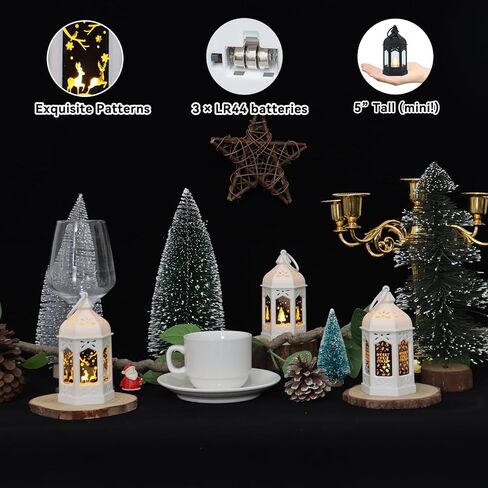 LLQ 5 "الفوانيس المصغرة مع نمط الهالوين الزجاجي والفواه الصمام شموع لزخارف الهالوين ، الفوانيس الصغيرة الزخرفية لديكور الحفلات المركزية ، 8Pack ، شمعة شموع الحلي in Kuwait