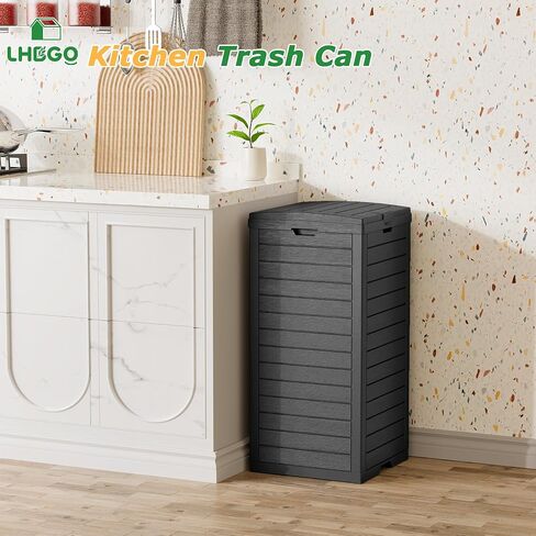 Outdoor Trash Can, 31 Gallon Garbage Can with Tiered Lid and Drip Tray, Waterproof Resin Patio Waste Bin for Garden, Backyard, Deck in Saudi Arabia