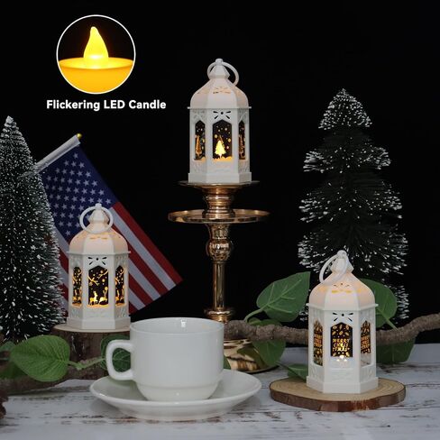 LLQ 5 "الفوانيس المصغرة مع نمط الهالوين الزجاجي والفواه الصمام شموع لزخارف الهالوين ، الفوانيس الصغيرة الزخرفية لديكور الحفلات المركزية ، 8Pack ، شمعة شموع الحلي in Kuwait