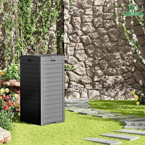Outdoor Trash Can, 31 Gallon Garbage Can with Tiered Lid and Drip Tray, Waterproof Resin Patio Waste Bin for Garden, Backyard, Deck in Saudi Arabia