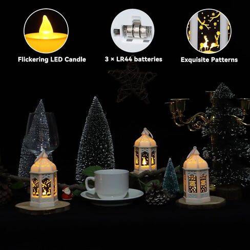 LLQ 5 "الفوانيس المصغرة مع نمط الهالوين الزجاجي والفواه الصمام شموع لزخارف الهالوين ، الفوانيس الصغيرة الزخرفية لديكور الحفلات المركزية ، 8Pack ، شمعة شموع الحلي in Kuwait