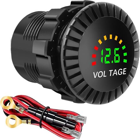 Linkstyle Waterproof Battery Voltage Meter, LED Digital Display Gauge for 12V/24V Car Boat Motorcycle Truck RV in Saudi Arabia