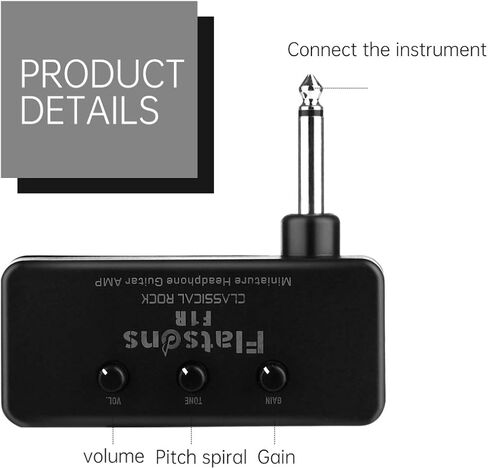 1Set Miniature Bass Guitar Headphone Amplifier for Travel Lightweight Design Input Compact Durable Material in Saudi Arabia