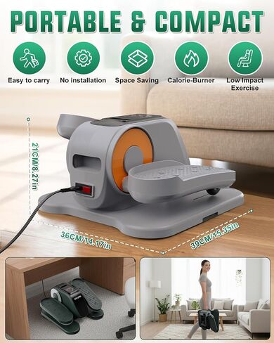 VIVURN® 019 Under Desk Elliptical 12 Adjustable Speeds Motorized Leg Exerciser While Sitting for Seniors As Seen on TV with Non-Slip Mat Low Impact Quiet&Portable Pedal Exerciser for Home and Office in Saudi Arabia
