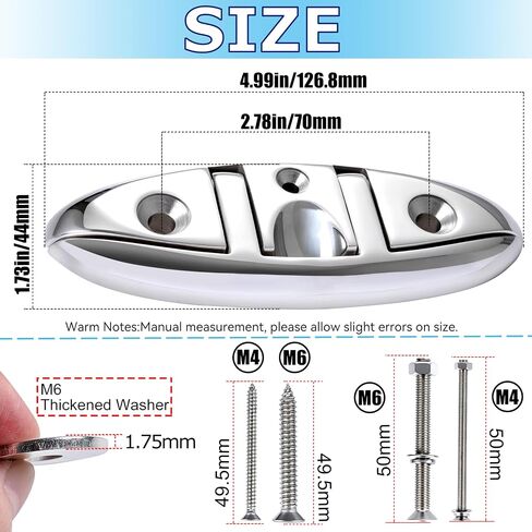 5 "/ 6" / 8 "316 مرابط قابلة للطي للقوارب من الفولاذ المقاوم للصدأ، مربط قفص الاتهام قابل للطي للسطح والقوارب، 3 جبائر بحرية بفتحات مع مثبتات، لملحقات رسو خط الرصيف، والزوارق، واليخوت والأرصفة in Kuwait
