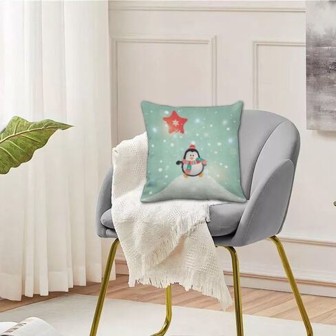 Set of 2 Large Pillow Covers Spring Bed Cotton Velvet Throw Pillows Covers Bohemian Country Soft Cute Throw Pillow Cover Santa Penguin Snowman Washable Throw Pillows Cover 20x20 in in Saudi Arabia