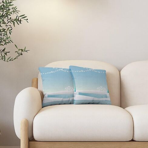Set of 2 Throw Pillow Covers Decorative Modern Cotton Velvet Pillows Covers Farmhouse Cottage Core Funky Soft Throw Pillow Cover Winter Christmas Scene Washable Throw Pillows Cover 16x16 in in Saudi Arabia