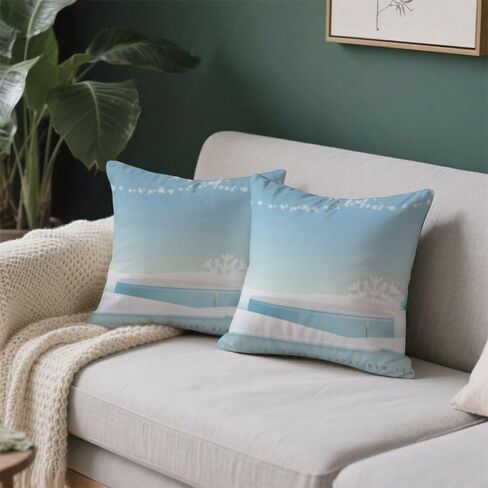Set of 2 Throw Pillow Covers Decorative Modern Cotton Velvet Pillows Covers Farmhouse Cottage Core Funky Soft Throw Pillow Cover Winter Christmas Scene Washable Throw Pillows Cover 16x16 in in Saudi Arabia