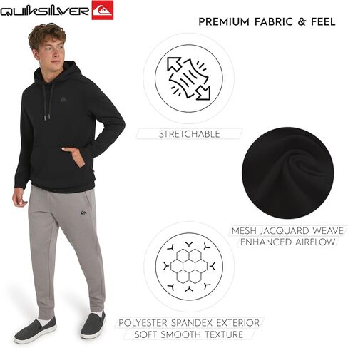 Quiksilver Men's Regular Fit Active Performance Heavyweight Jacquard Mesh and Polar Fleece Pullover Hoodie in Saudi Arabia