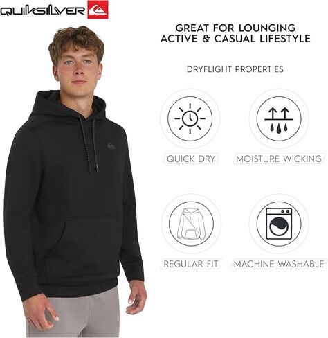 Quiksilver Men's Regular Fit Active Performance Heavyweight Jacquard Mesh and Polar Fleece Pullover Hoodie in Saudi Arabia