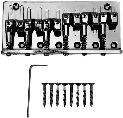 Zerodis Bass Bridge, Thick Back D Fixed Type Electric Bass Bridge 6 String 4 Adjustable Barrel Saddles Zinc Alloy for Stage Performance (Gold) in Saudi Arabia