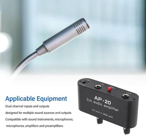 GOWENIC Dual Channel Sound Amplifier, 1/4 Inch 6.35mm Sound Preamplifier with Balanced Inputs Independent Adjustment Compatible with Sound Instruments, Amplifiers, Microphones in Saudi Arabia