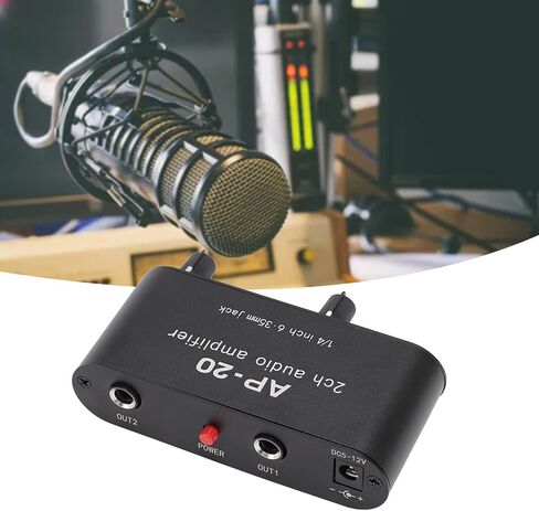 GOWENIC Dual Channel Sound Amplifier, 1/4 Inch 6.35mm Sound Preamplifier with Balanced Inputs Independent Adjustment Compatible with Sound Instruments, Amplifiers, Microphones in Saudi Arabia