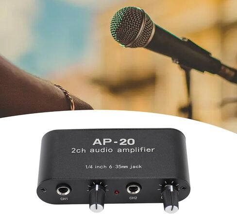GOWENIC Dual Channel Sound Amplifier, 1/4 Inch 6.35mm Sound Preamplifier with Balanced Inputs Independent Adjustment Compatible with Sound Instruments, Amplifiers, Microphones in Saudi Arabia