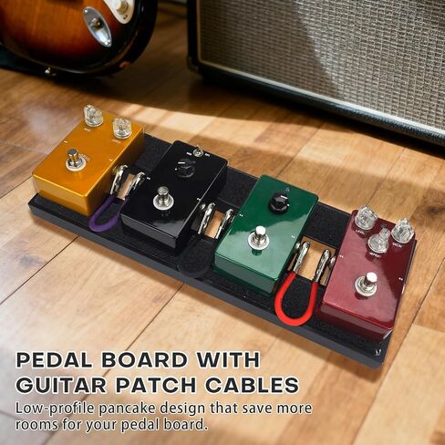 Small Guitar Pedal Board, 15x5.7x1.18 inch, Effect Pedal Board with Carry Bag, 6 Pcs 5.91 inch Guitar Patch Cables, Aluminum Alloy Mini Pedal Board with Hook&Loop Tape in Saudi Arabia