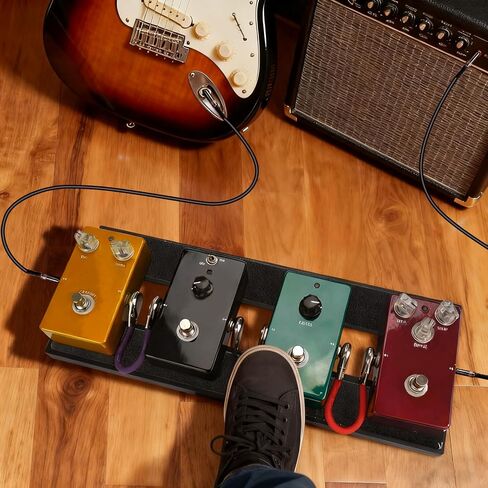Small Guitar Pedal Board, 15x5.7x1.18 inch, Effect Pedal Board with Carry Bag, 6 Pcs 5.91 inch Guitar Patch Cables, Aluminum Alloy Mini Pedal Board with Hook&Loop Tape in Saudi Arabia