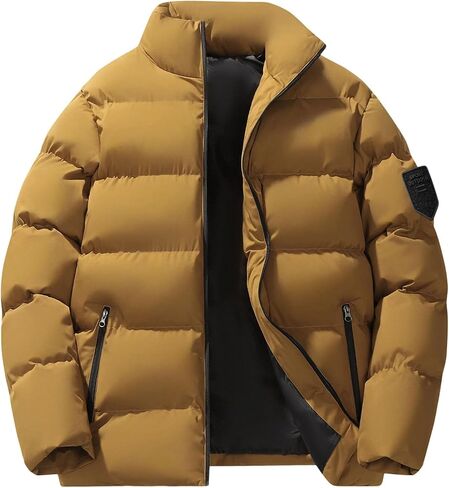 Puffer Jacket Men Thicken Warm Quilted Winter Coats Trendy Stand Collar Zip Up Jackets Outwear with Pockets 2025 in Saudi Arabia