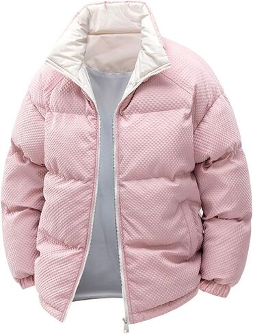 Puffer Jacket Men Thicken Warm Stand Collar Winter Coats Trendy Casual Zip Up Jackets Outerwear with Pockets 2025 in Saudi Arabia
