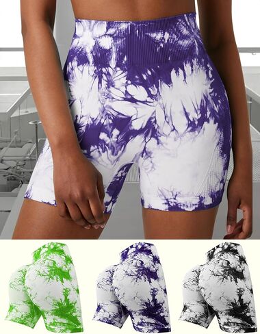 Women's Yoga Shorts 3 Pack High Waist Workout Shorts Biker Style Active Shorts for Yoga Gym Training and Daily Wear in Saudi Arabia