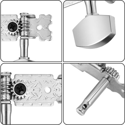 2 PCS Guitar Tuning Pegs Machine Heads Tuners Set, 3L3R Silver Chrome Plated Zinc Alloy Keys for Acoustic Folk Classical Guitar, Silver in Saudi Arabia