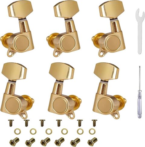 6PCS(3L+3R) Guitar Machine Heads Guitar String Tuning Pegs Machine Head Tuners for electric guitar tuner Acoustic Guitar For replacement and upgrade (black) in Saudi Arabia