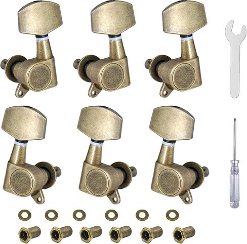 6PCS(3L+3R) Guitar Machine Heads Guitar String Tuning Pegs Machine Head Tuners for electric guitar tuner Acoustic Guitar For replacement and upgrade (black) in Saudi Arabia