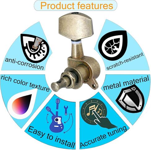 6PCS(3L+3R) Guitar Machine Heads Guitar String Tuning Pegs Machine Head Tuners for electric guitar tuner Acoustic Guitar For replacement and upgrade (black) in Saudi Arabia