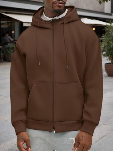 Men's Casual Hoodies Sweatshirts with Zip-Up & Pocket Comfortable Pullovers Tops in Saudi Arabia
