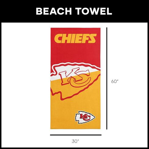 Northwest NFL Kansas City Chiefs Microfiber Beach Towel, 30 x 60 Inches – Quick Dry, Sand Resistant, Lightweight, Highly Absorbent, Incisor Design in Saudi Arabia