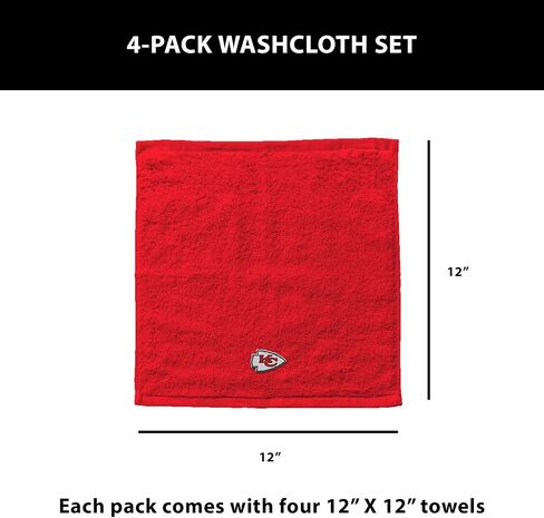 Northwest Kansas City Chiefs NFL Team Logo Wash Cloth 4 Pack 12 x 12 Inches in Saudi Arabia