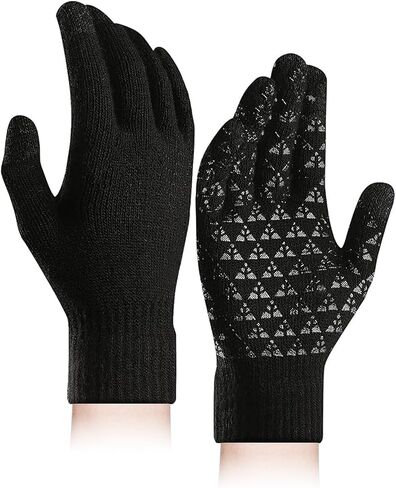 Unisex Black Thermal Gloves - Touchscreen Compatible with Non-Slip Grip for Running, Cycling & Outdoor Activities in Saudi Arabia