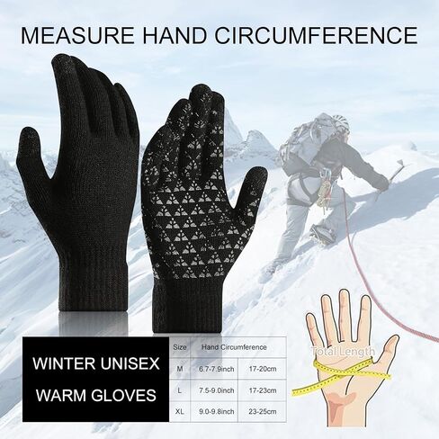 Unisex Black Thermal Gloves - Touchscreen Compatible with Non-Slip Grip for Running, Cycling & Outdoor Activities in Saudi Arabia