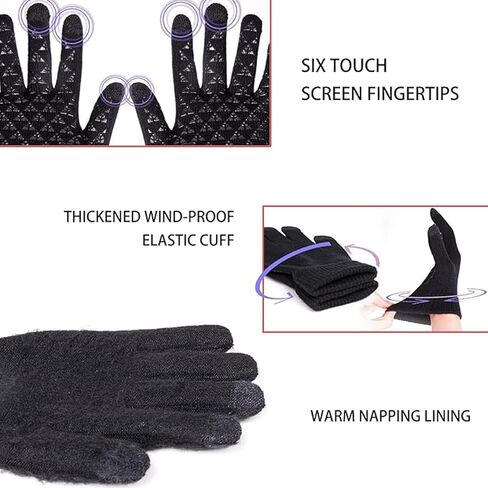 Unisex Black Thermal Gloves - Touchscreen Compatible with Non-Slip Grip for Running, Cycling & Outdoor Activities in Saudi Arabia