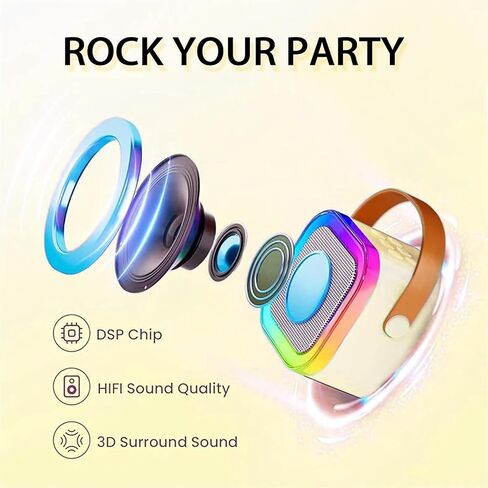 Karaoke Machine for Kids,2025New Mini Portable Karaoke Toys, Karaoke Speaker with 2 Wireless Microphone & Light for Home Party for Adults (Pink-2Mic) in Saudi Arabia