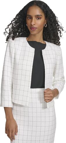 Calvin Klein Women's Open Front Tweed Suit Jacket in Saudi Arabia