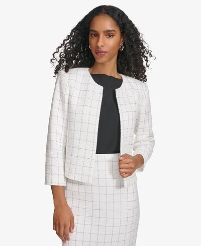 Calvin Klein Women's Open Front Tweed Suit Jacket in Saudi Arabia