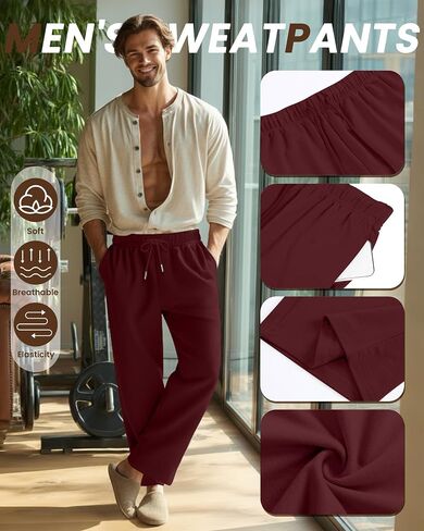 Neer 4 Pack Men's Sweatpants Athletic Wide Leg Drawstring Open Bottom Pants Baggy Joggers Lounge with Pockets Fall in Saudi Arabia