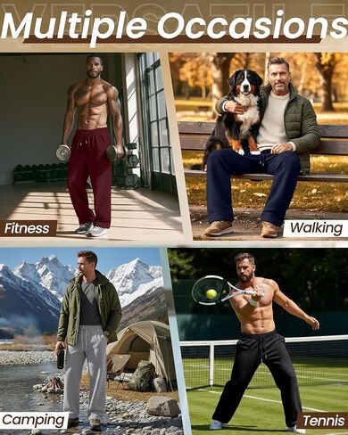 Neer 4 Pack Men's Sweatpants Athletic Wide Leg Drawstring Open Bottom Pants Baggy Joggers Lounge with Pockets Fall in Saudi Arabia