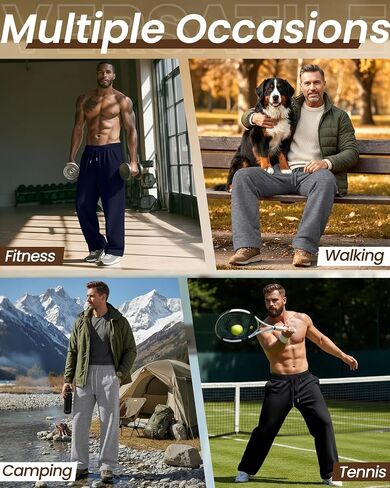 Neer 4 Pack Men's Sweatpants Athletic Wide Leg Drawstring Open Bottom Pants Baggy Joggers Lounge with Pockets Fall in Saudi Arabia