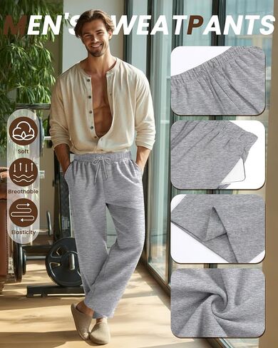 Neer 4 Pack Men's Sweatpants Athletic Wide Leg Drawstring Open Bottom Pants Baggy Joggers Lounge with Pockets Fall in Saudi Arabia