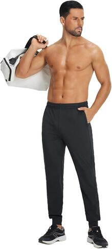 M MAELREG Mens Joggers with Zipper Pockets Athletic Sweatpants Traning Track Pants Mens Golf Joggers Running Workout in Kuwait