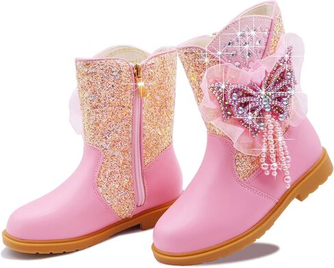 Girls Cowgirl Boots Little Kids Western Boots Mid Calf Toddler Riding Shoes Glitter Boots in Saudi Arabia