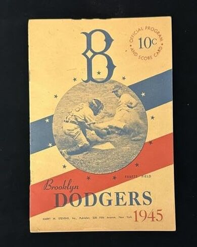 1945 Brooklyn Dodgers Baseball Program vs New York Giants - scored - loose cover - NFL Programs in Saudi Arabia