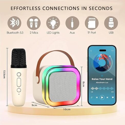 Karaoke Machine for Kids,2025New Mini Portable Karaoke Toys, Karaoke Speaker with 2 Wireless Microphone & Light for Home Party for Adults (Pink-2Mic) in Saudi Arabia