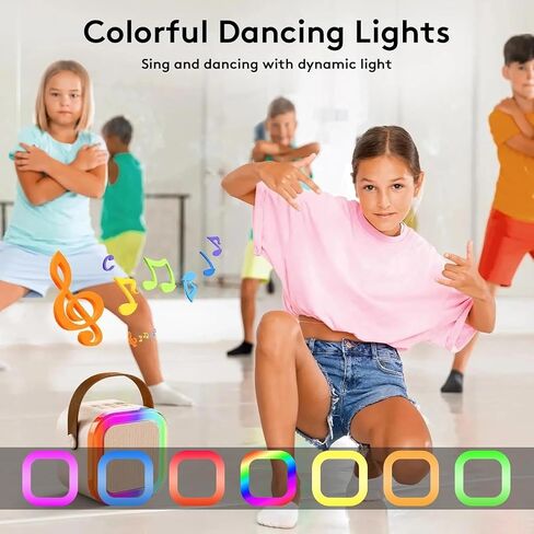 Karaoke Machine for Kids,2025New Mini Portable Karaoke Toys, Karaoke Speaker with 2 Wireless Microphone & Light for Home Party for Adults (Pink-2Mic) in Saudi Arabia