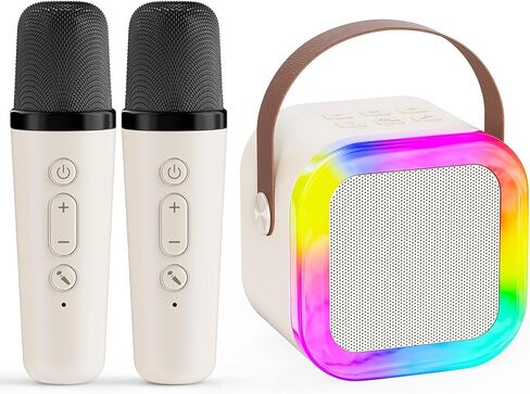 Karaoke Machine for Kids,2025New Mini Portable Karaoke Toys, Karaoke Speaker with 2 Wireless Microphone & Light for Home Party for Adults (Pink-2Mic) in Saudi Arabia