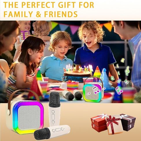 Karaoke Machine for Kids,2025New Mini Portable Karaoke Toys, Karaoke Speaker with 2 Wireless Microphone & Light for Home Party for Adults (Pink-2Mic) in Saudi Arabia